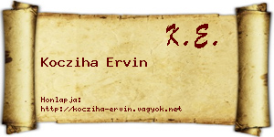 Kocziha Ervin névjegykártya